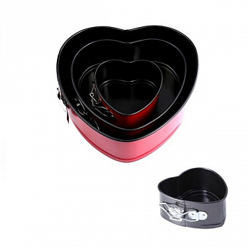 Форма для выпечки металлическая разъёмная антипригарная | Сердца Набор: 20-28 см, высота 5.5 см