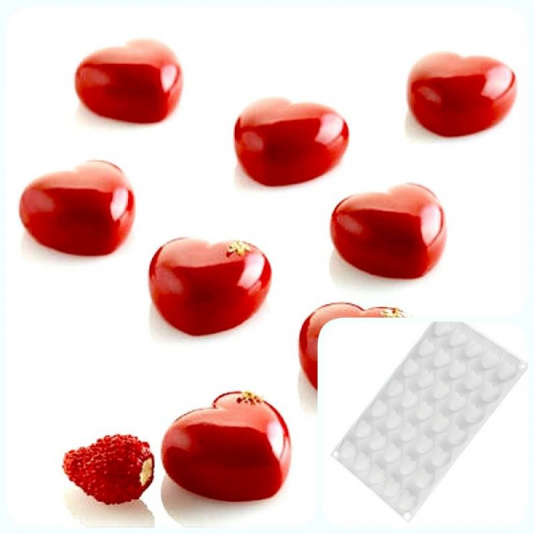 Силиконовая форма 3D для муссовых десертов и декора | Любовь (сердце) мини 35 ячеек